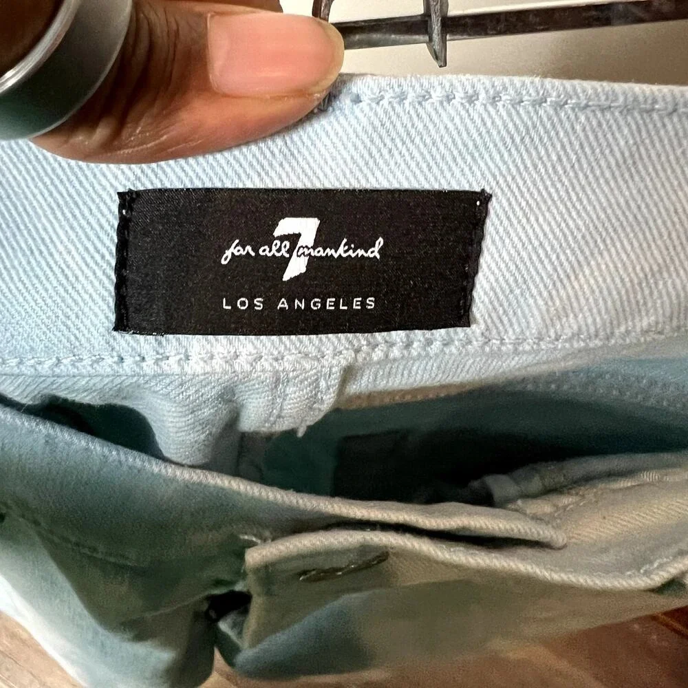 7 For All Mankind High‎ Waist Cropped Straight Cloud Wash Tye Dye Jeans Size 29